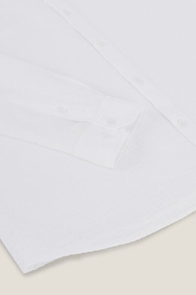 Chemise en coton seersucker ray&eacute;e