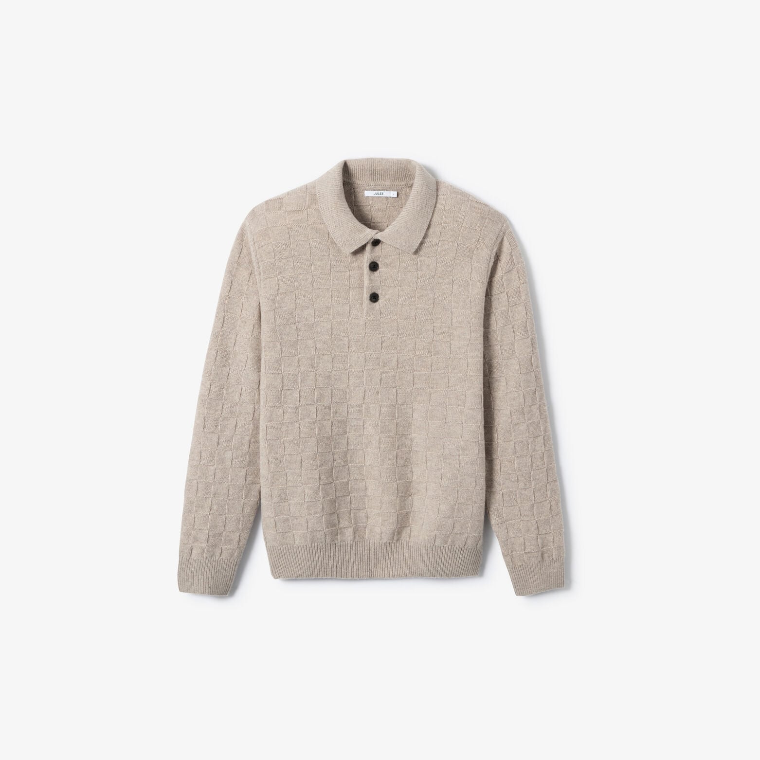 Gebreide polo met damierpatroon