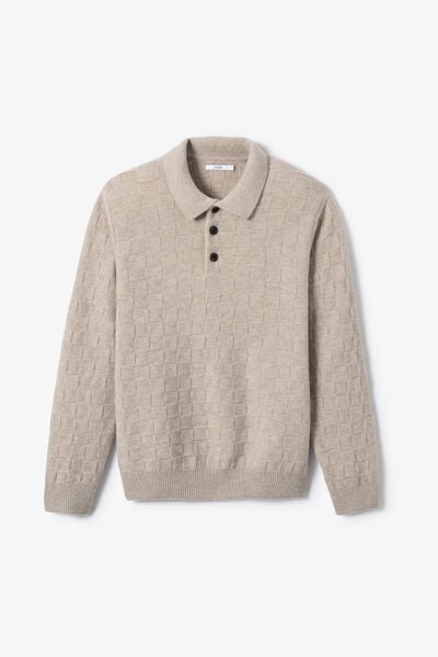Gebreide polo met damierpatroon