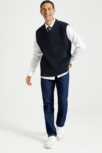 Pull col v sans manches relax