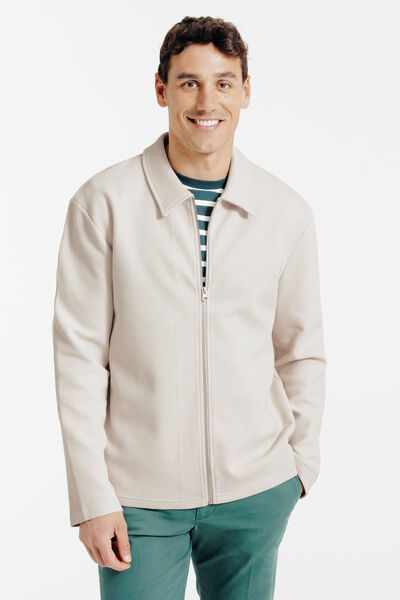 Sweat col chemise gaufr&eacute;