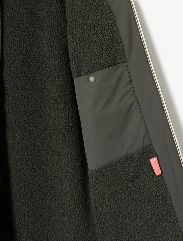 Parka longue &agrave; capuche doubl&eacute;e en sherpa