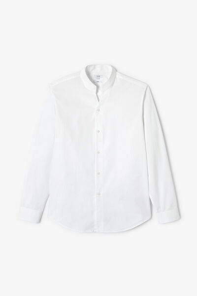 Chemise regular coton unie col mao ouvert
