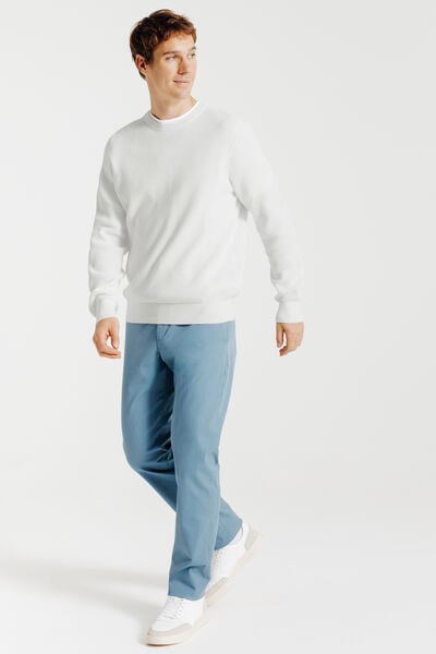 Pull col rond jeux de points fantaisie