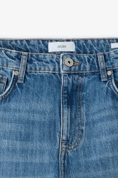 Jean loose avec abrasion d&eacute;lav&eacute; 100% coton