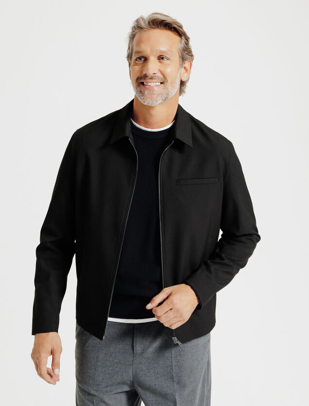Veste zipp&eacute;e col chemise