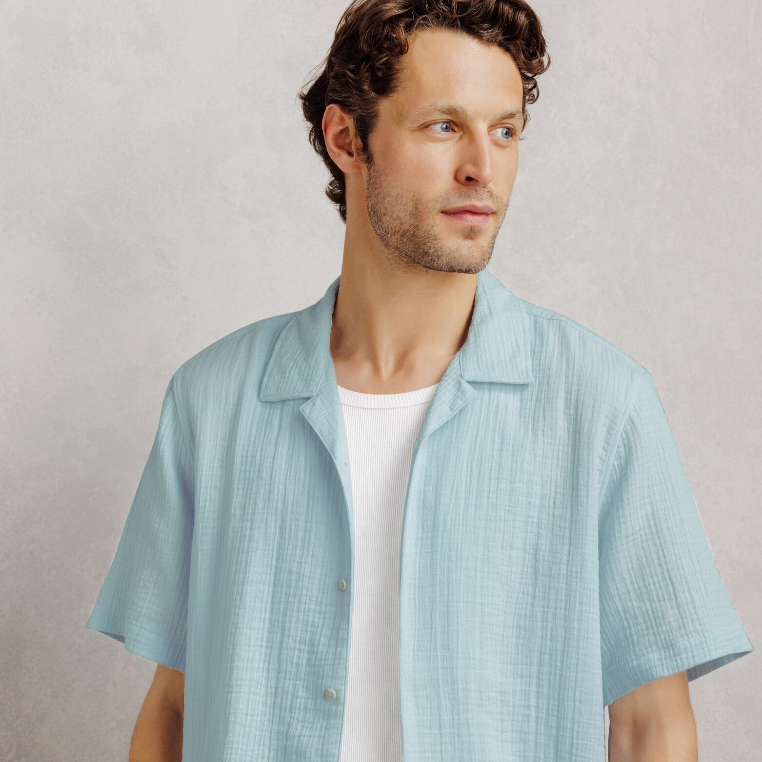 Chemisette gaze de coton col requin unie