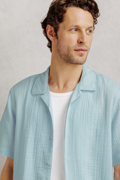 Chemisette gaze de coton col requin unie