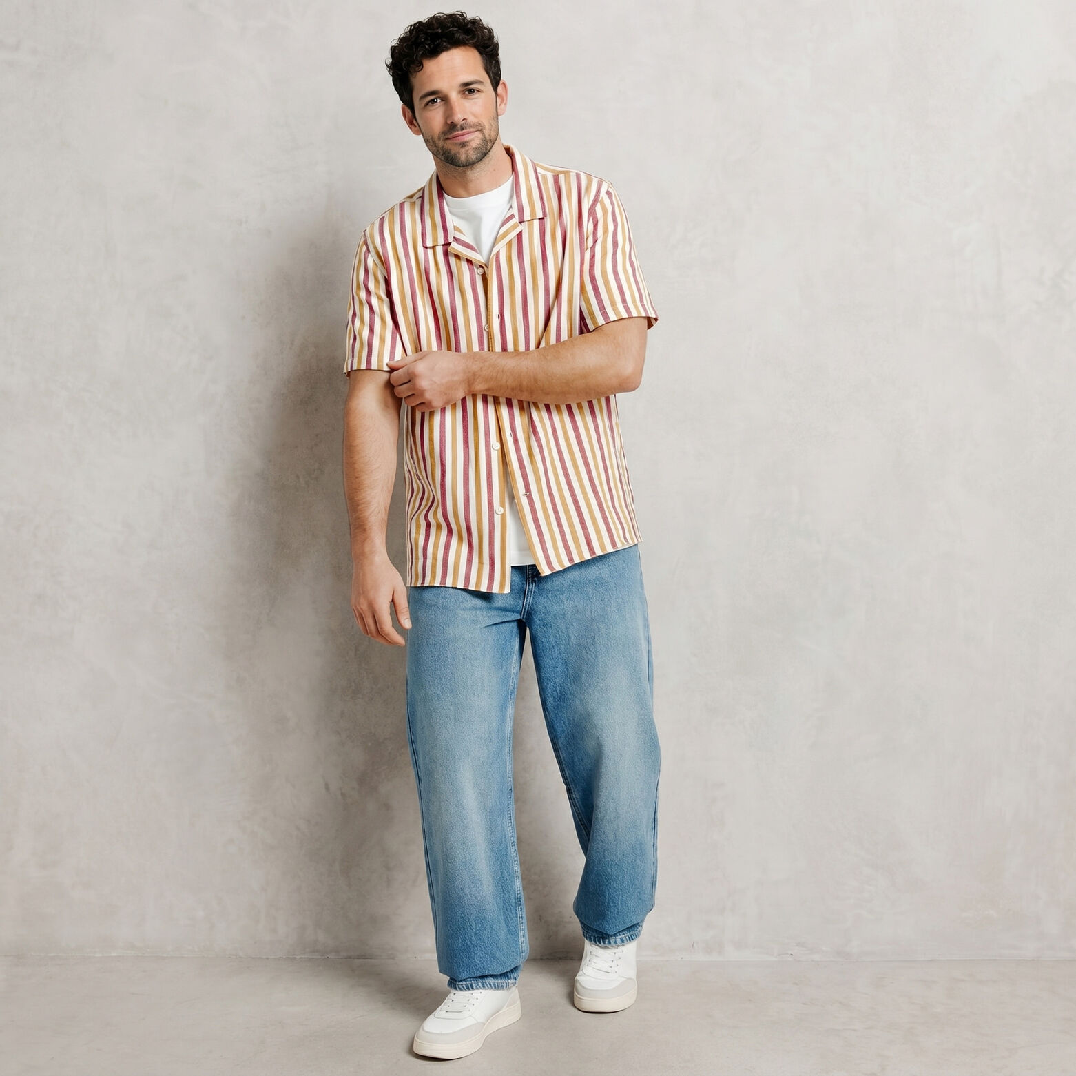 Regular fit gestreept overhemd met korte mouw van 