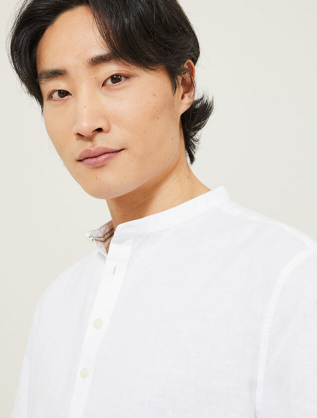 Chemisette enfilage t&ecirc;te regular unie en coton lin