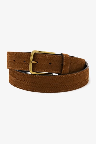 Ceinture cuir su&eacute;d&eacute; emboss&eacute;e