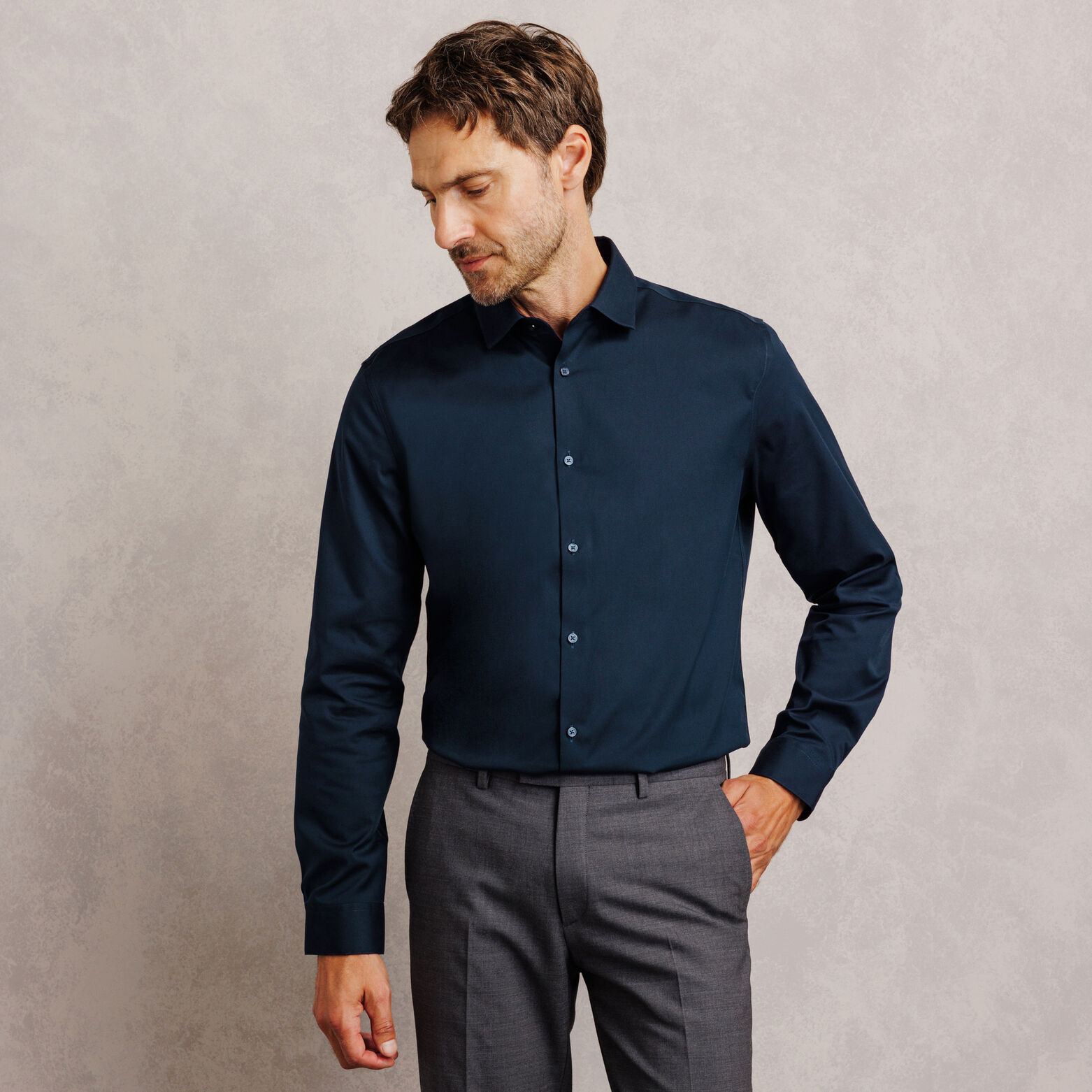 Chemise 100% coton slim sans repassage unie