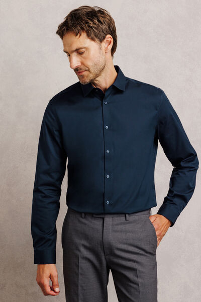 Chemise 100% coton slim sans repassage unie
