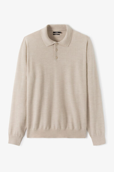 Polo en maille col boutonné mérinos