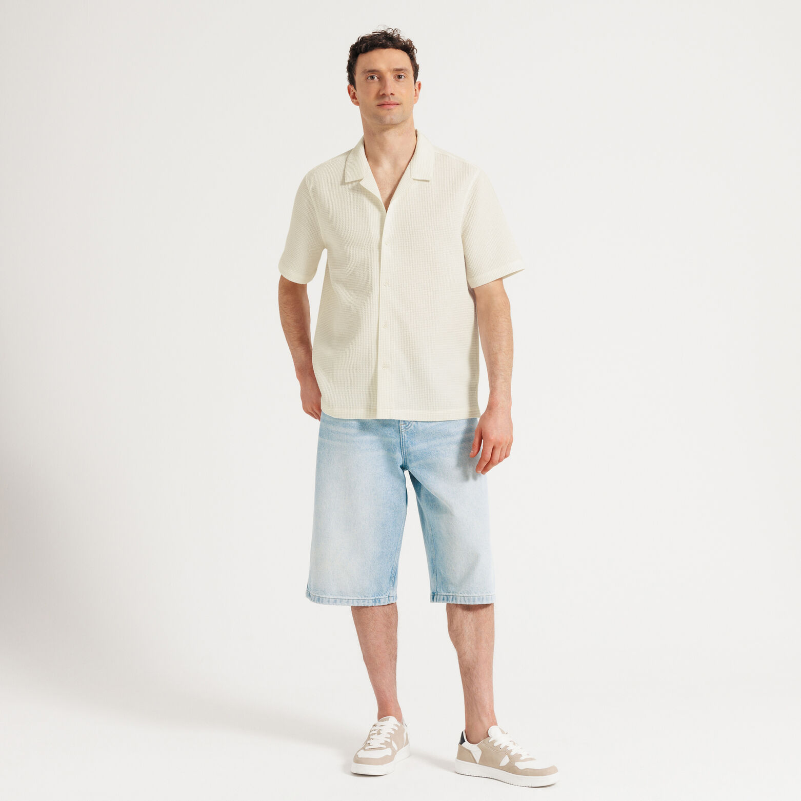 Effen hemdje in gewafeld katoen