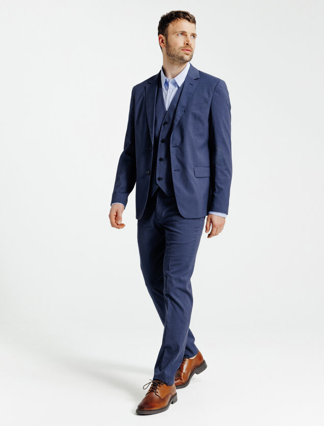 Slim fit kostuumgilet met pied-de-puce-motief