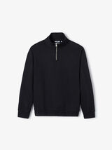 Sweat col montant zipp&eacute; molleton uni