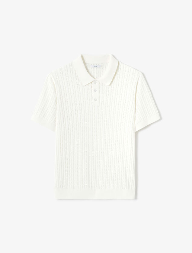 Polo korte mouwen in tricot met stekenpatroon
