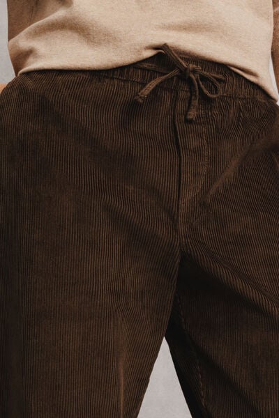Pantalon tapered taille &eacute;lastiqu&eacute;e en velours