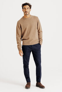 Slim fit chinobroek met flaneleffect