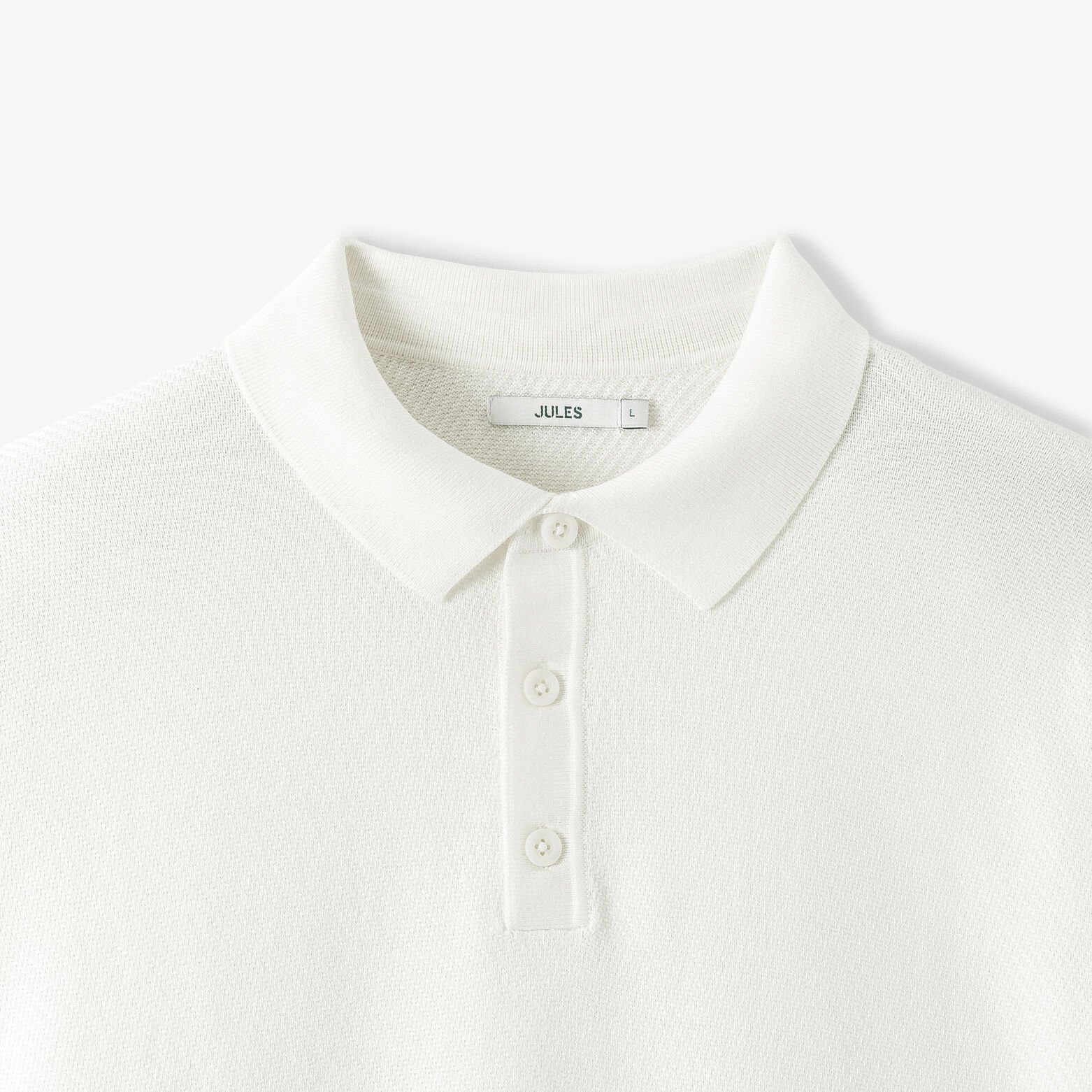 Polo en maille col boutonn&eacute; jeux de points