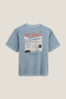 Tee shirt  col rond imprimé en coton