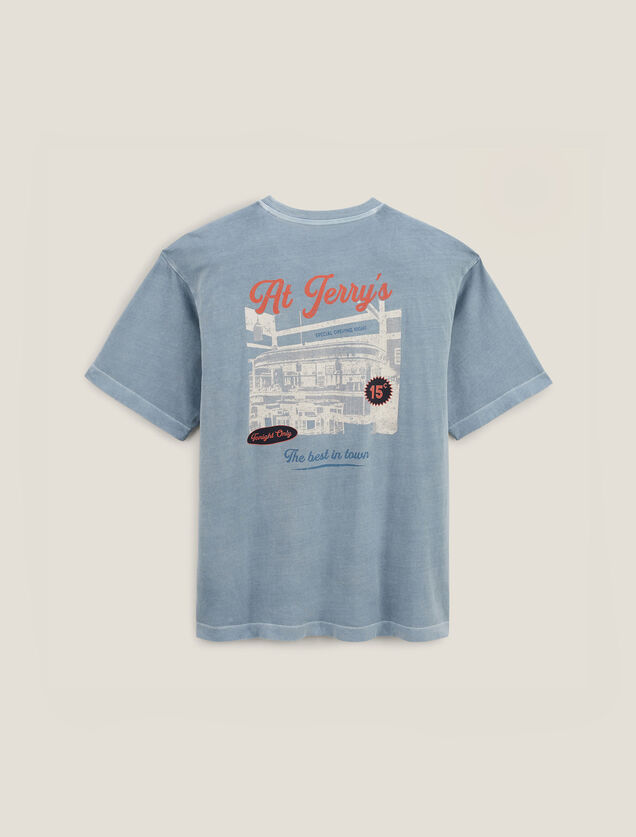 Tee shirt  col rond imprimé en coton