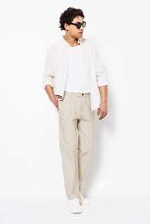 Tapered fit chinobroek in katoen en linnen