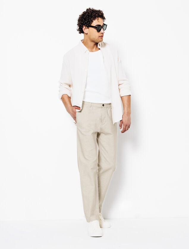 Tapered fit chinobroek in katoen en linnen