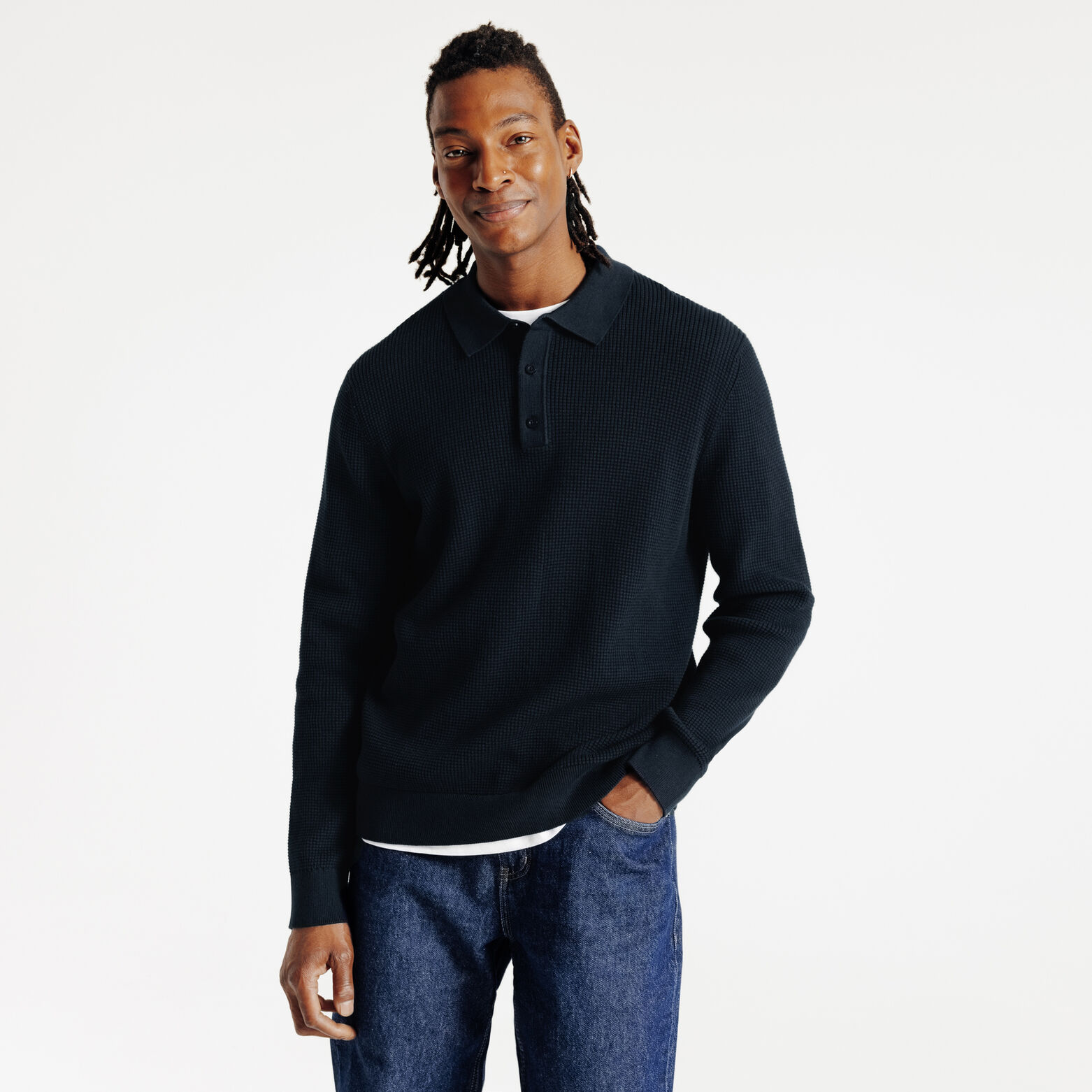 Polo en maille col boutonn&eacute; fantaisie