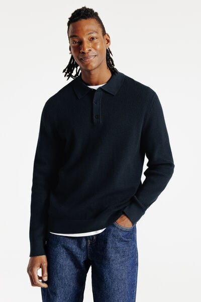 Polo en maille col boutonn&eacute; fantaisie