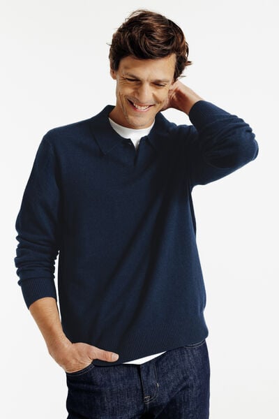 Tricot polo in merinos kasjmier