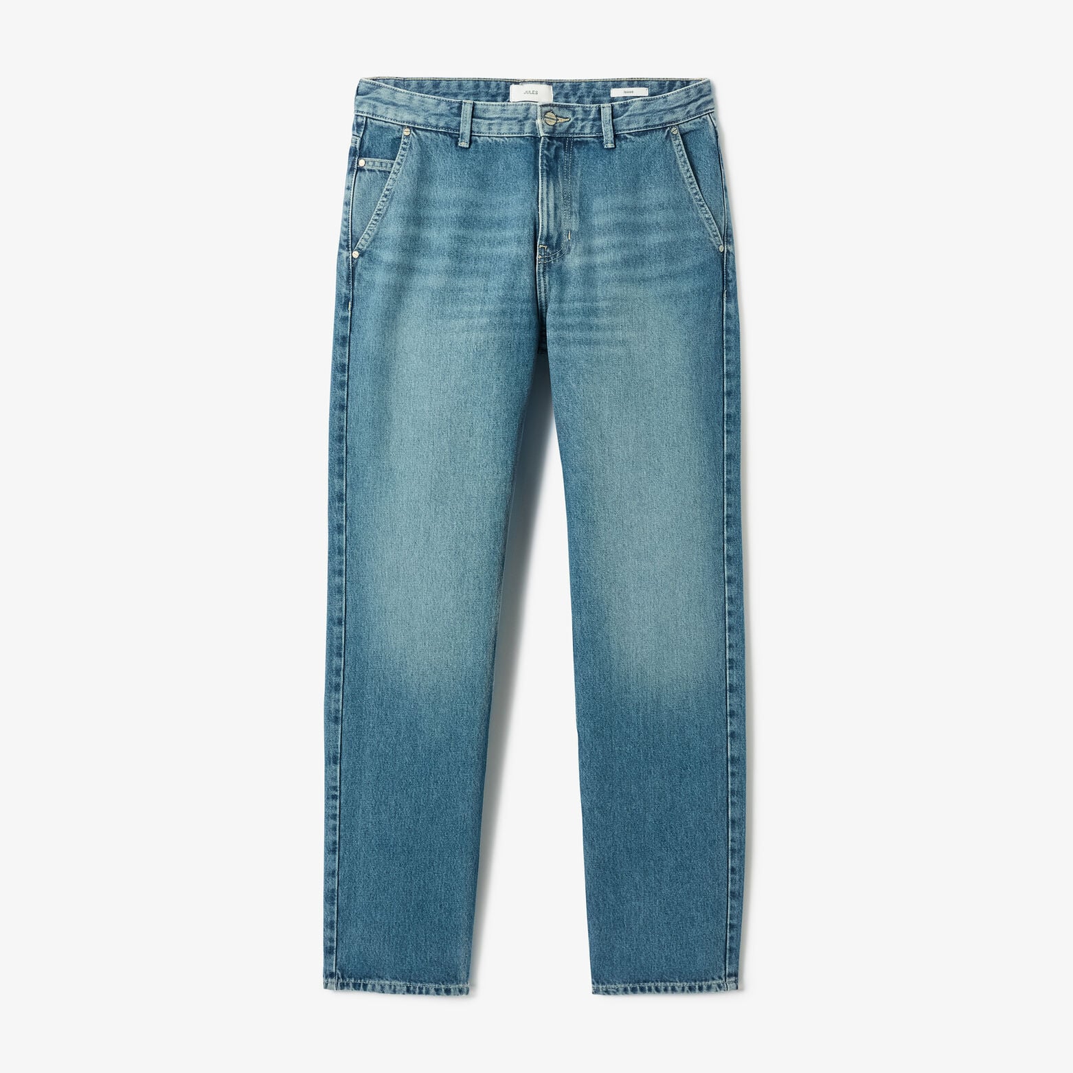 Jean loose 3 longueurs d&eacute;lav&eacute; 100% coton