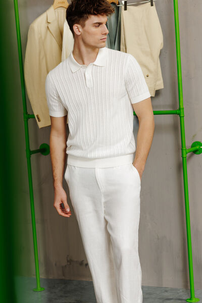 Polo korte mouwen in tricot met stekenpatroon