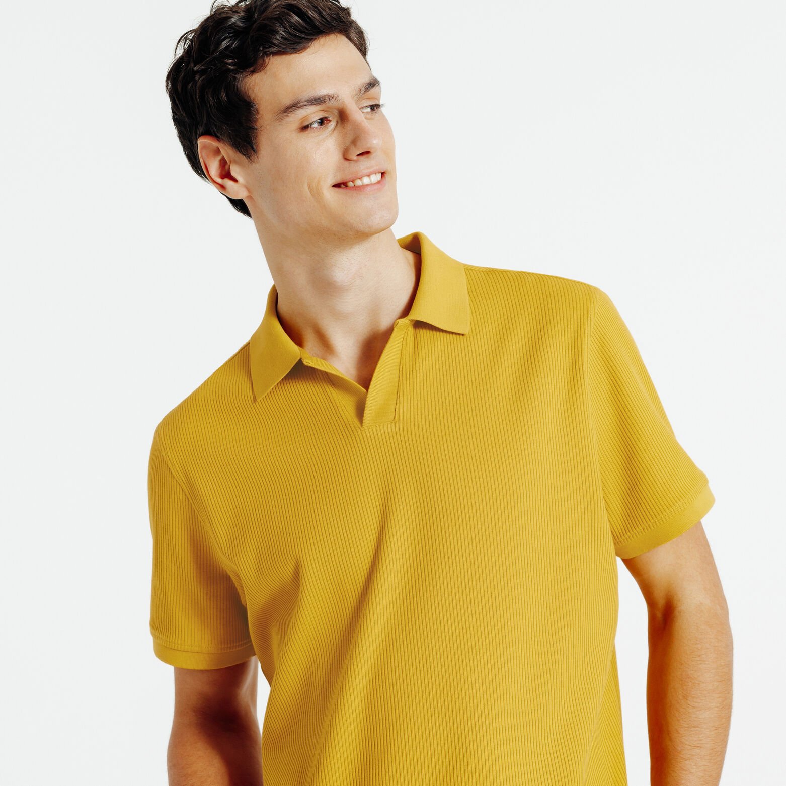 Polo in textuurstof met korte mouwen en resortkraa