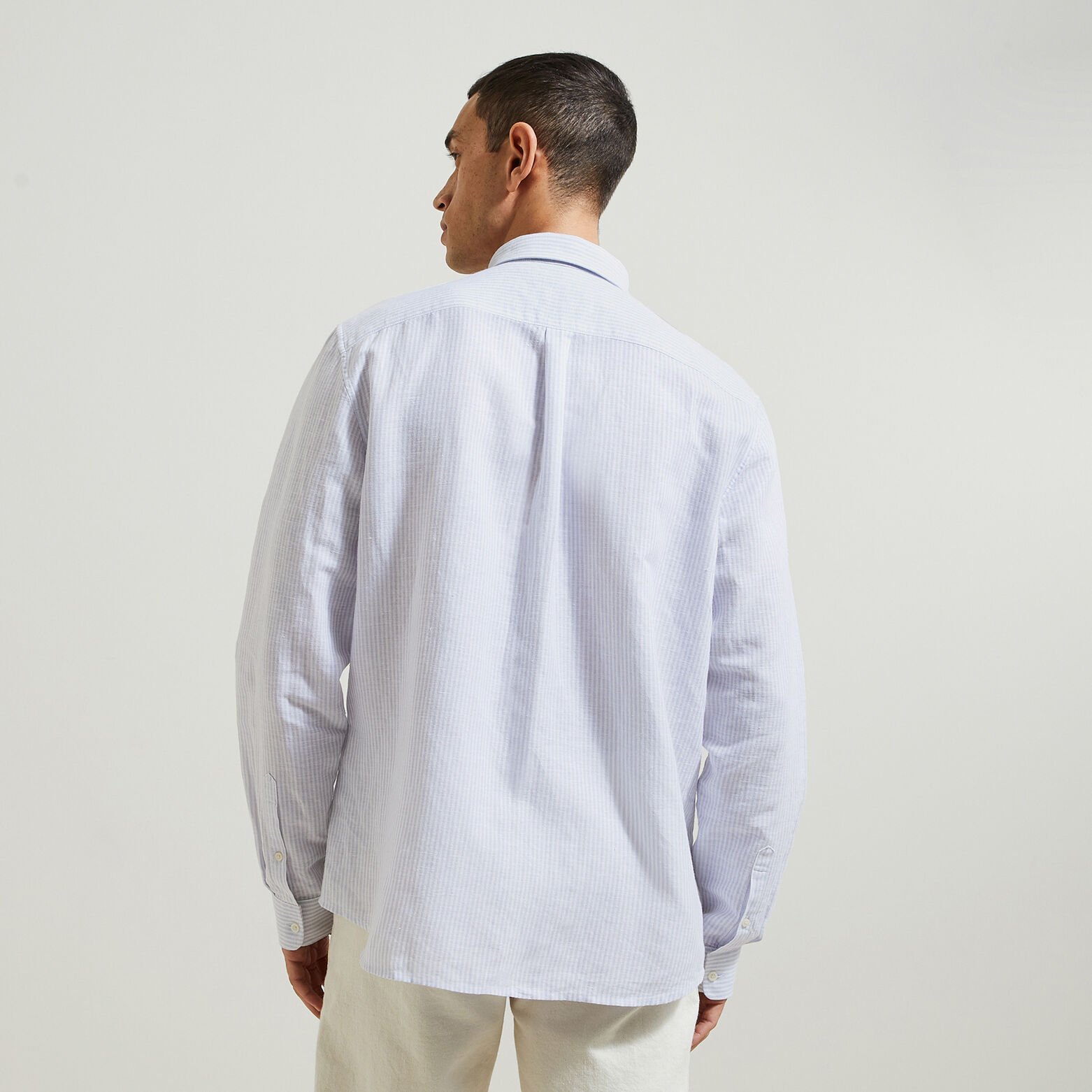 Chemise en lin coton regular à rayures
