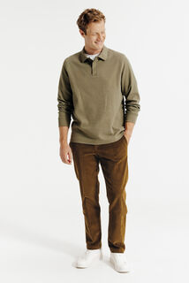 Straight fit chinobroek in fluweel