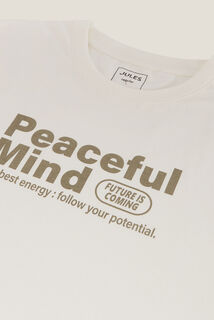 Tee shirt col rond imprim&eacute; en coton