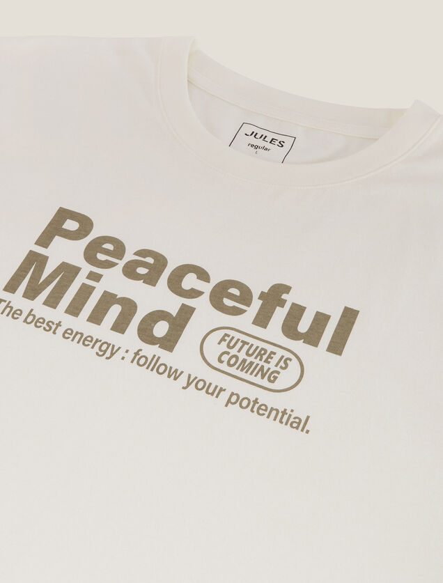 Tee shirt col rond imprim&eacute; en coton