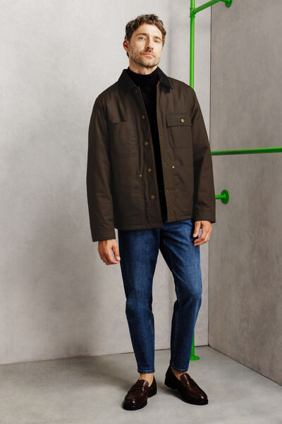 Blouson col chemise en velours coton wax&eacute;