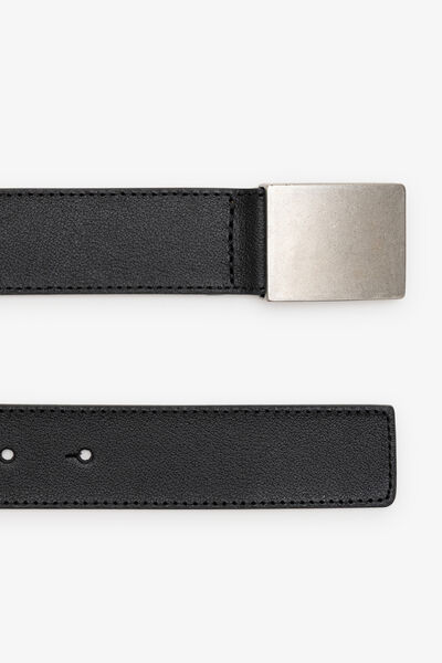 Lederen riem met goudkleurige plaat