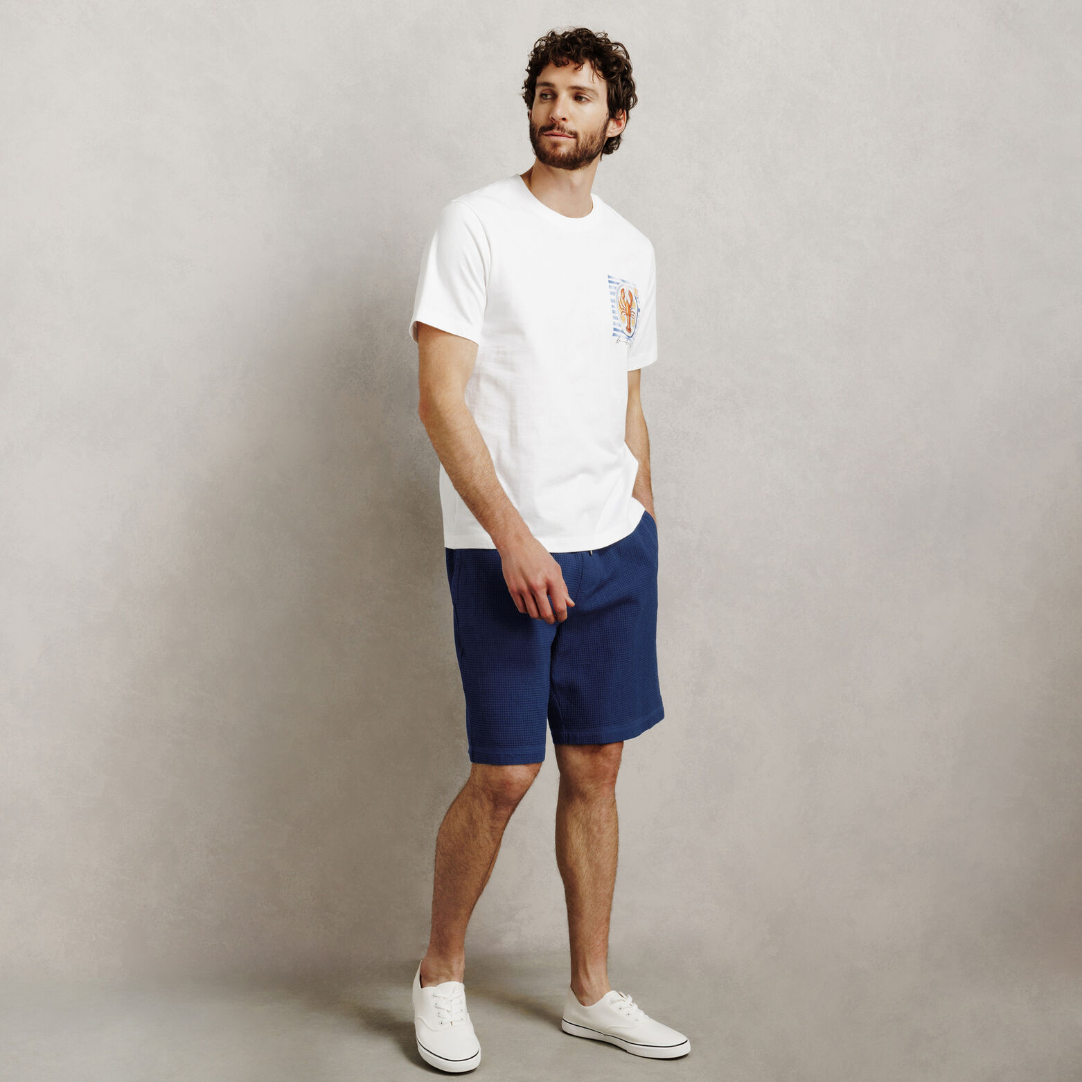 Bermuda in wafelstof met elastische tailleband