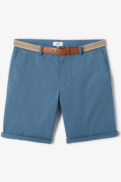 Effen slim chinobermuda met riem