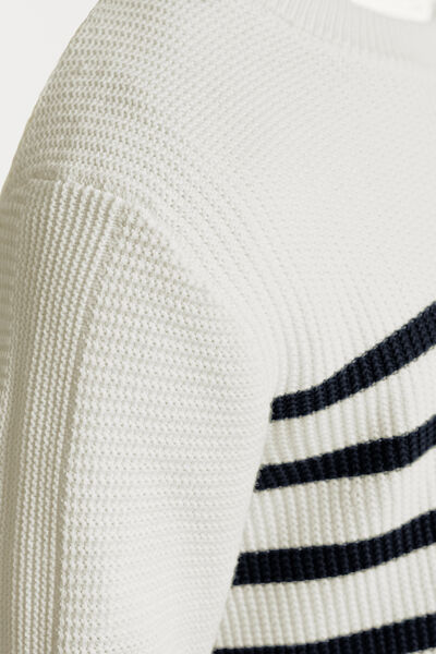 Pull col rond jeux de points fantaisie