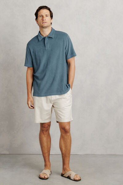 Polo manches courtes uni mati&egrave;re &eacute;ponge