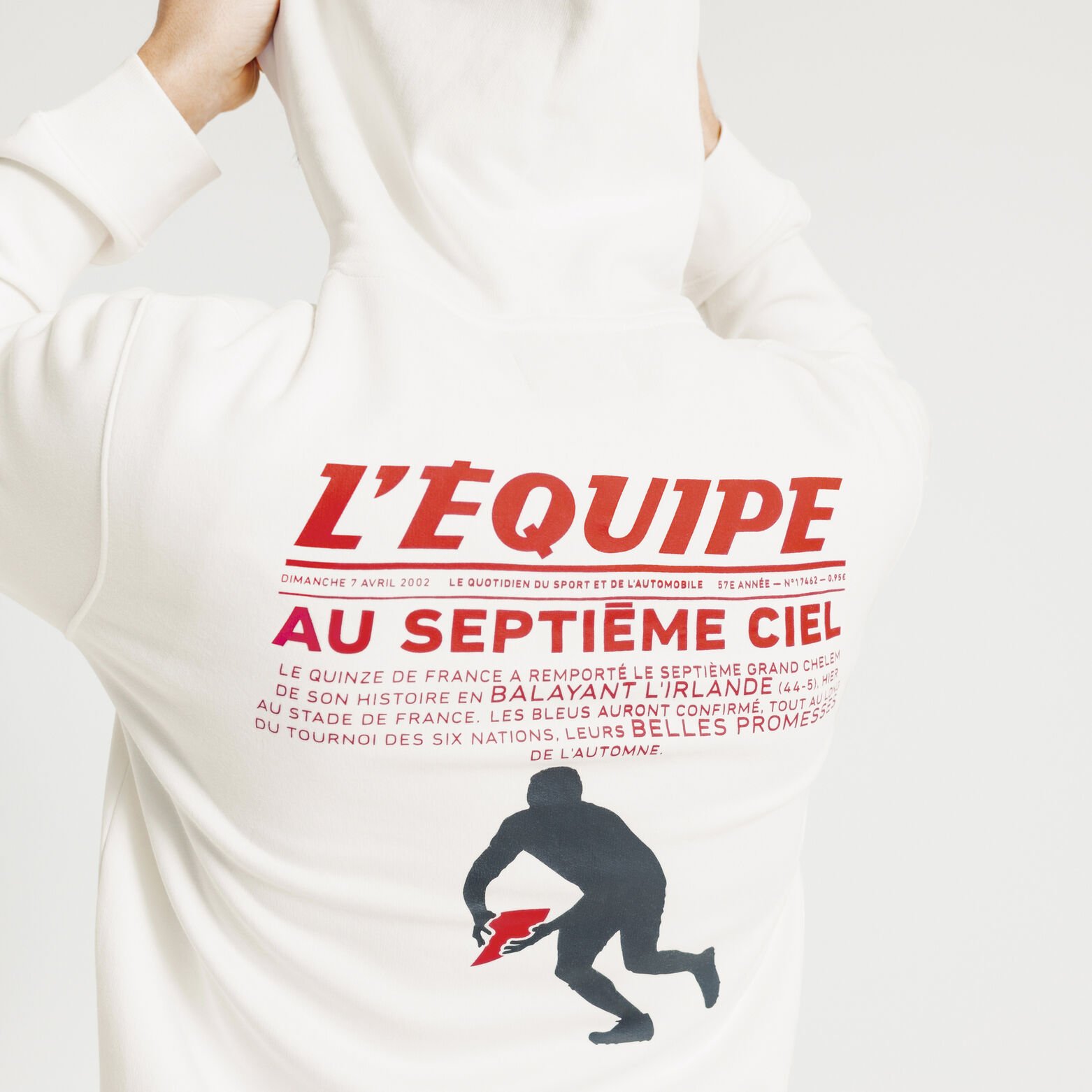Sweat &agrave; capuche imprim&eacute; licence L'&Eacute;quipe