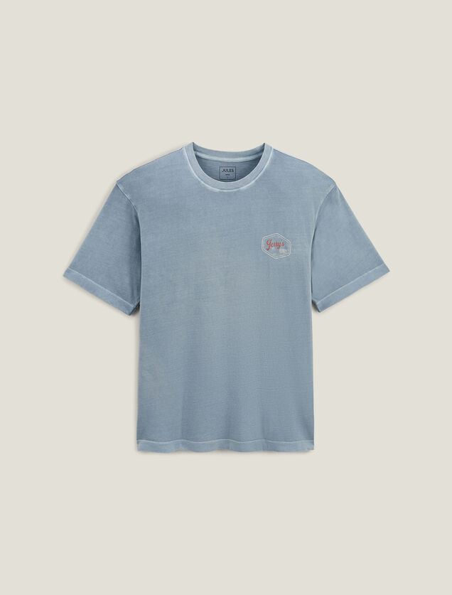 Tee shirt  col rond imprimé en coton