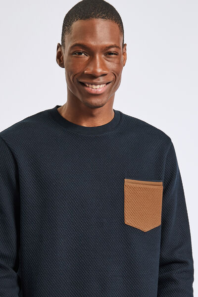 Sweater met ronde hals, contrasterende zak