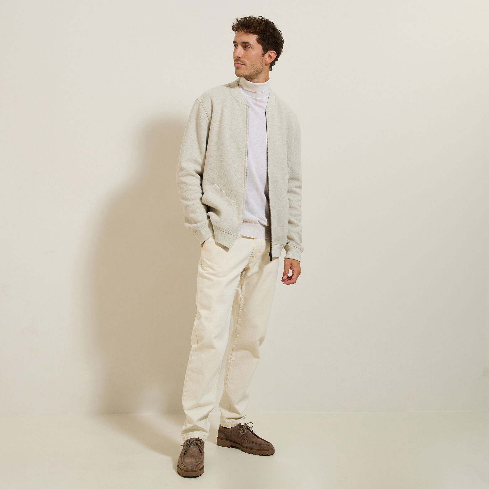 Sweat en maille zipp&eacute;