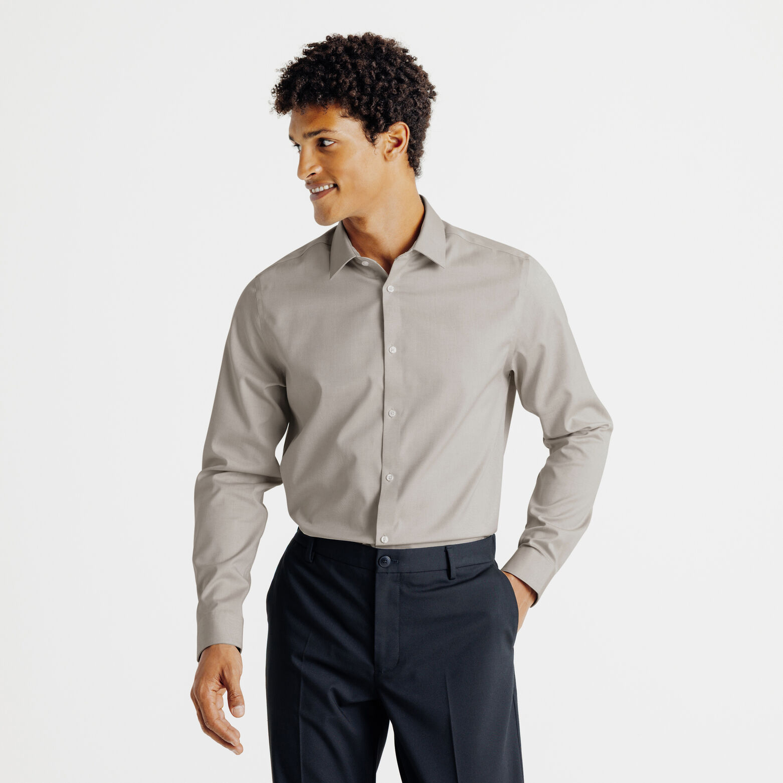 Strijkvrij regular fit hemd in katoen